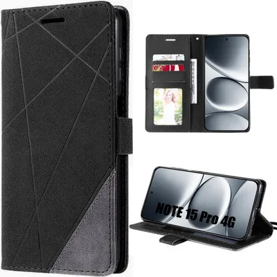 Image de Coque pour Xiaomi Redmi Note 15 Pro 4G, Protection Intégrale Antichoc Anti-Rayures Synthécuir Noir