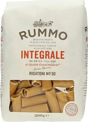 Produktbild von 16er-Pack Rummo Pasta Integrale Rigatoni N°50,Vollkornnudeln Nudeln Vollkorn Italienische Pasta 500g