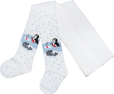 Produktbild von Kinderstrumpfhosen aus Baumwolle Lustige Weihnachten Weiße Freunde Größe 86-92