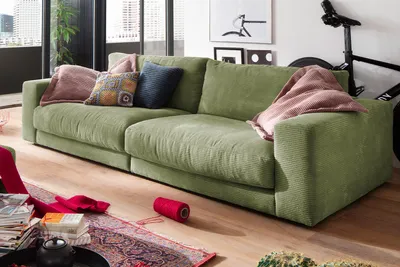 Produktbild von KAWOLA Sofa MADELINE 3-Sitzer Cord olivgrün