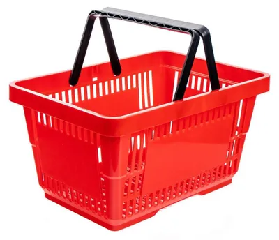 Zdjęcie produktu dla Koszyk sklepowy zakupowy plastikowy na zakupy 22x30x43 cm 22L czerwony