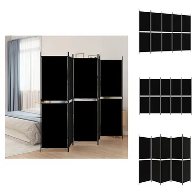 Obrázek produktu pro vidaXL 5dílný paraván černý 250x180 cm látka - rozdělovač místností