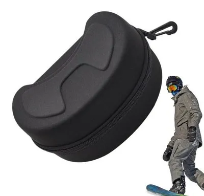 Productafbeelding van Beschermhoes voor skibril - Brilhouder - Skikoffer - Polyester - Zwart