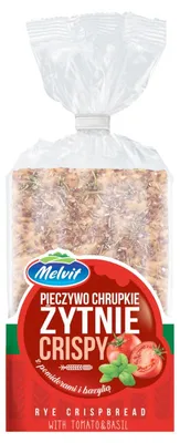 Obrázok produktu pre Melvit Crispy – chrumkavé ražné pečivo s paradajkami a bazalkou 130 g