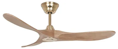 Zdjęcie produktu dla Energooszczędny wentylator sufitowy z pilotem Eco Genuino szczotkowany mosiądz / średni dąb 122 cm