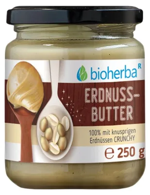 Obrázok produktu pre Arašidové maslo crunchy s kúskami - 250 g - Bioherba