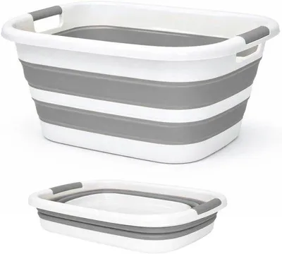 Productafbeelding van Wasmand Opvouwbaar - Wasbak Bak - Was Sorteren - Stevig Flexibel Materiaal - 26 Liter - Grijs
