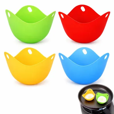 4er-Set Silikon-Pochierformen für Eier, antihaftbeschichtet, BPA-frei