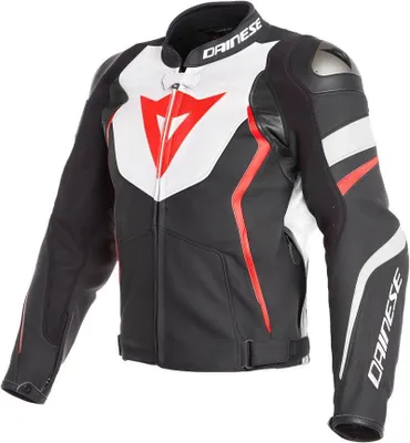 Produktbild von DAINESE AVRO 4 Lederjacke schwarz-weiss-fluo rot 52