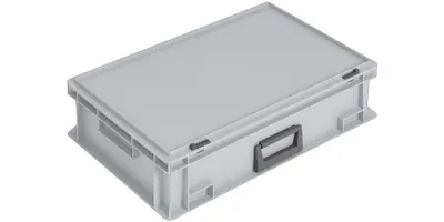 Immagine prodotto di Cassa in plastica 33l PP con 1 manico L600xL400xH163mm grigio impilabile