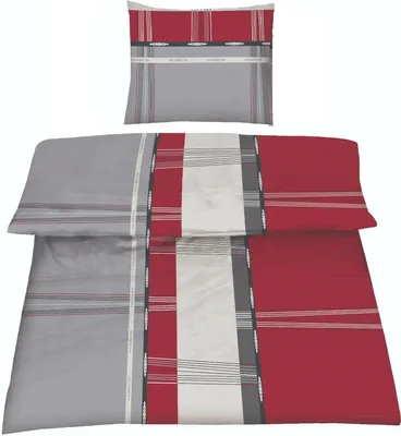 Produktbild von 2-teilig Bettwäsche Set Bettgarnitur Kissenbezug Bettbezug Mikrofaser XL Übergröße 155x220 80x80 Mikrofaser Karo Grau Silber Bordeaux Rot