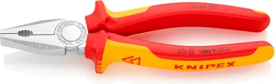 Produktbild von Knipex Kombizange DIN ISO 5746 Länge 200mm VDE- Chrom Mehrkomponenten-Hüllen - 03 06 200 SB