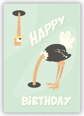 Produktbild von Lustige 60er Jahre Humor Geburtstagskarte mit Vogelstrauß: Happy Birthday