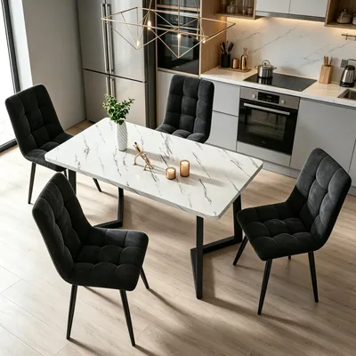 Obrázek produktu pro INONEFT, 4 jídelní židle z veluru, čalouněné židle s ergonomickou opěradlem, stabilní kovová konstrukce, vhodné do kuchyně i obývacího pokoje, barva: šedá