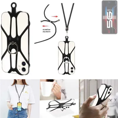 Produktbild von K-S-Trade 3in1 Handykette Handyband Handykordel Halsband Smartphone-Ring Handy-Ring kompatibel mit Infinix Note 12 5G Fingerhalterung Handyring