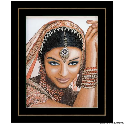 Produktbild von Lanarte Kreuzstich-Set „Indian Woman Counting Fabric“, Zählvorlage