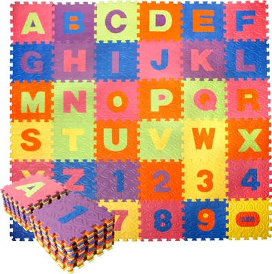 Produktbild von CCLIFE Puzzlematte EVA Alphabet schadstofffrei wasserdicht Spielmatte Schaumstoffmatte Kinderteppich Spielteppich, 36er, Bunte Alphabet und Zahlen