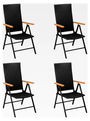 Produktbild von Gartenstühle 4 Stück aus Polyrattan schwarz