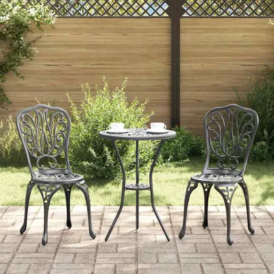 Image de Maison Exclusive - Ensemble bistrot de jardin 3 pièces en aluminium noir