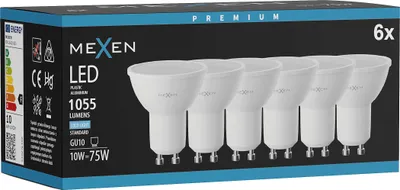 Obrázek produktu pro Mexen Nova 6x LED žárovka GU10, 10W, Studená - 6500K, 1055 lm - L108-GU10-1065-01x06
