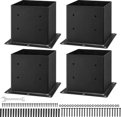 Image de SucceBuy 4x support de poteau taille intérieure 92x92mm adapté aux poteaux en bois 88,9x88,9mm