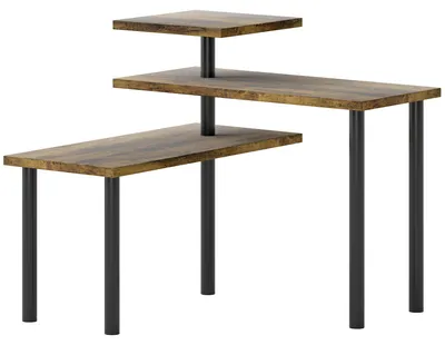 Produktbild von Küchenregal, Drehbar Mikrowellenregal mit 3 Ebenen, Industrielles Standregal Metall, 40 x 18 x 36,5 cm