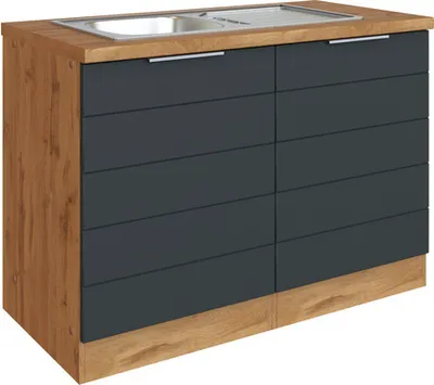 Produktbild von Held Möbel Spülenschrank inkl Spüle Florenz BxTxH 120 x 60 x 86 cm grau matt zerlegt Anschlag reversibel 665.6293