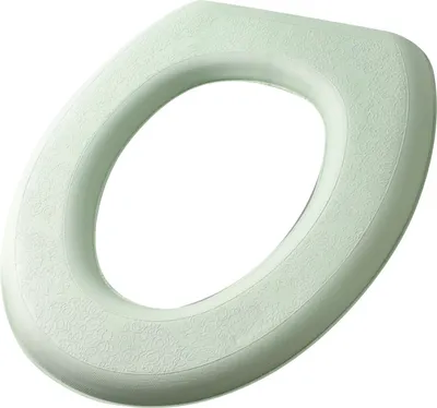 A light green toilet seat cushion is shown against a white background.