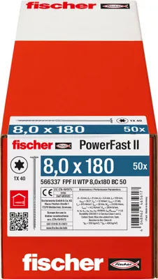 Immagine prodotto di Fischer PowerFast II 8,0x180 TK TX TG blvz 50