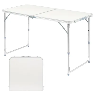 Produktbild von FCH Klapptisch klappbar 120 x 60 x 55-70 cm Tragbarer Mehrzweck-Verstellbare Höhe，Weiß
