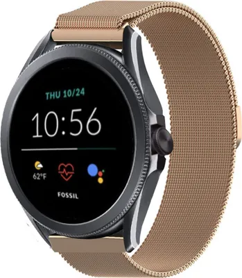 Produktbild von Strap-it Milanese - Kompatibel mit Fossil Gen 5Armband 44mm Fossil uhrenarmband Fossil ersatzarmband Edelstahl für Smartwatch 22mm Armband Gold 22mm