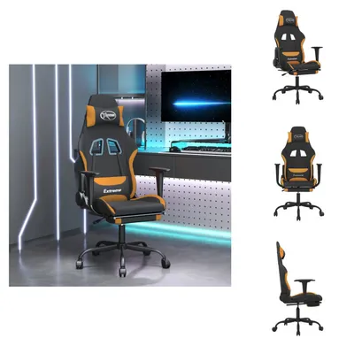 Produktbild von vidaXL Gaming-Stuhl mit Fußstütze Schwarz und Orange Stoff -  Gaming-Sessel