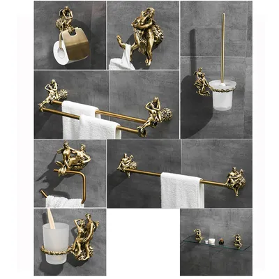 Produktbild von EUNIKE Messing Badezimmerzubehör SET gebürstetes Messing