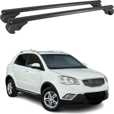 Image de Barres de toit Transversales pour Ssangyong Korando 2010-2019 Aluminium Noir