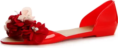 Produktbild von topschuhe24 1428 Damen Bade Sandalen Sandaletten Blume Verziert, Farbe:Rot, Größe:39 EU