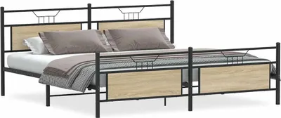 Obrázek produktu pro Kovový rám postele bez matrace dub sonoma 193 x 203 cm