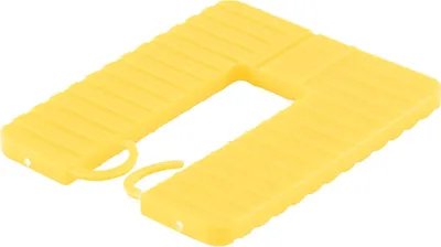 Produktbild von GLUSKE Euroklick Distanzplatte mit Sperrhaken 65 x 52,5 x 4 mm, gelb, 1000 Stück | Unterlegkeile - Distanzplättchen