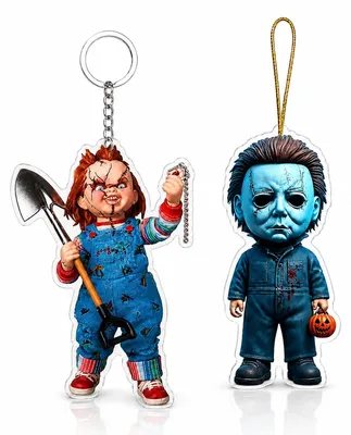 2 Halloween-Hängedekorationen, Acryl, Horrorfiguren, 5,5 cm