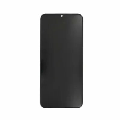 A black smartphone screen replacement with a small notch at the top, isolated on a white background.