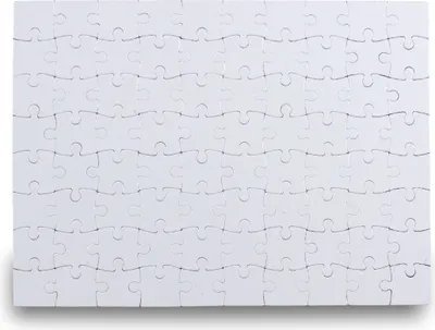 Produktbild von Weißes Blanko-Puzzle mit magnetischen Teilen zum selbst bemalen oder gestalten - 80 Teile (ca. 20 x 14 cm) - Magnetpuzzle für Kühlschrank oder Tafel