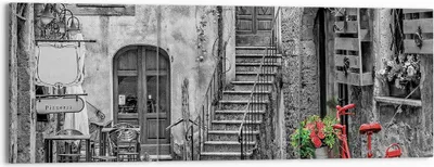 Produktbild von Bild auf Leinwand - Leinwandbild - 3 Teile - Rot Fahrrad Allee - 150x50cm - Wand Bild - Wanddeko - Wandbilder - Leinwanddruck - Bilder - Wanddekoration - Leinwand bilder - Wandbild - CA150x50-4410