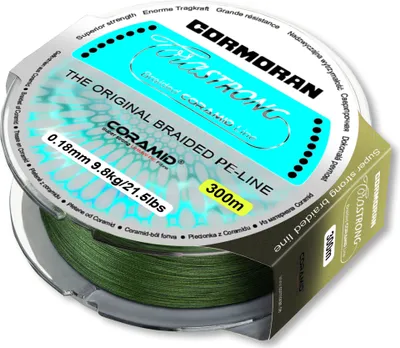 Immagine prodotto di CORMORAN CORASTRONG BRAID, 1200m, 0,28mm, 18,2kg / 40,12lbs, verde, linea Coramid® perforata , 32-0120028