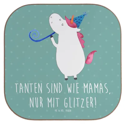 Produktbild von Mr. & Mrs. Panda Tischschoner Glitzernde Tante - Meeresbrise - Geschenk, Untersetzer für Gläser, Freude, Handarbeit, Lächeln, Coaster, Nichte, gläseruntersetzer, Spaß