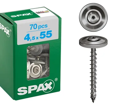 Produktbild von SPAX Spenglerschraube 4,5 x 55 mm, 70 St., T20, Linsensenkkopf, A2