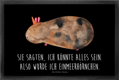 Produktbild von Mr. & Mrs. Panda Schmutzfangmatte Einhorn Meerschweinchen 40 x 60 cm - Schwarz - Geschenk, Gummimatte, Unicorn, Meerschwein, fußmatte, Meerhörnchen, Schmutzmatte