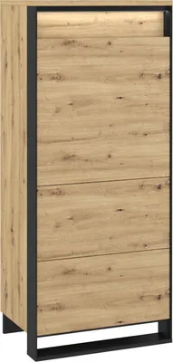 Image de MINIO go for it, Commode, Commode haute, "QUANT", 60 cm, 1 porte, Chêne Artisan/Noir Couleur