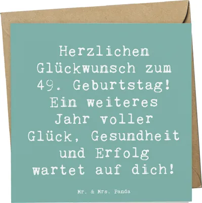 Produktbild von Mr. & Mrs. Panda faltkarte Spruch 49. Geburtstag - Meeresbrise - Geschenk, Happy Birthday, handgefertigte Geschenke, positiver Überraschungen, Klappkarte, doppelkarte