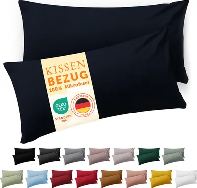 Produktbild von Blumtal Kissenbezug 40x 80 cm im 2er Set weich  - Pillow Case 40x80 - Dunkelblau