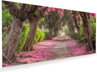 Produktbild von Glasbild 110x55cm in XXL für Wohnzimmer, Schlafzimmer Motiv Blütenallee