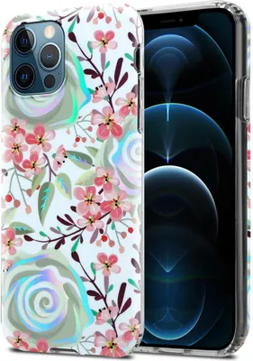 Produktbild von Cadorabo Hülle für Apple iPhone 12 PRO MAX Schutz Hülle mit Weiß TPU Etui Blumen Flower Cover Case